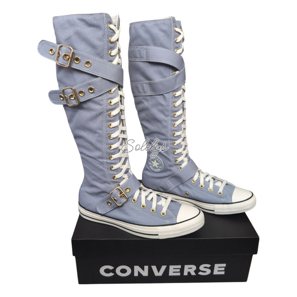 Converse XXHI Triple Buckle Strap Wet Stone Blue Knee High Sneaker Womens 10.5 - Picture 1 of 10
